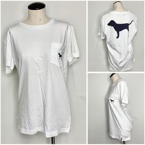 PINK Victoria's Secret White and Black Short Sleeve Tee